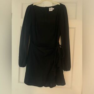 Princess Polly Black Wrap Tie Front Cocktail Dress